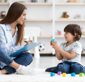Child participating in ABA therapy with a provider